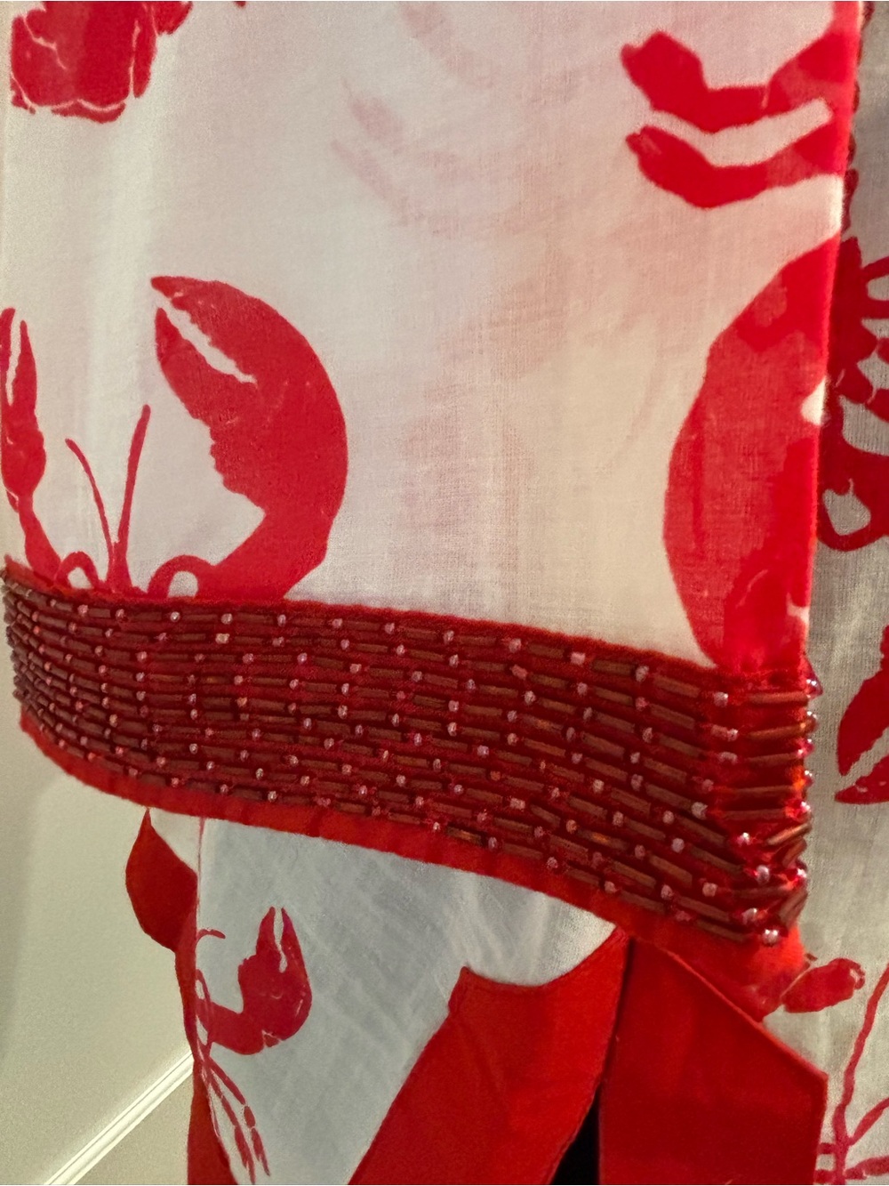 Barbara Gerwit Beaded Lobster Tunic White Red White Womens M Coastal Lobster - Picture 8 of 15